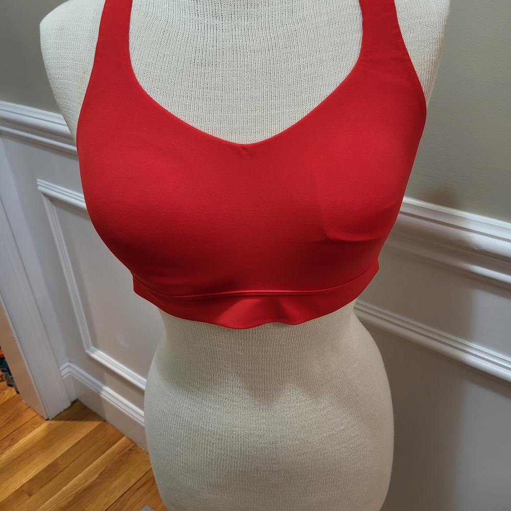 Athleta Red Seamless V-Neck Sports Bralette